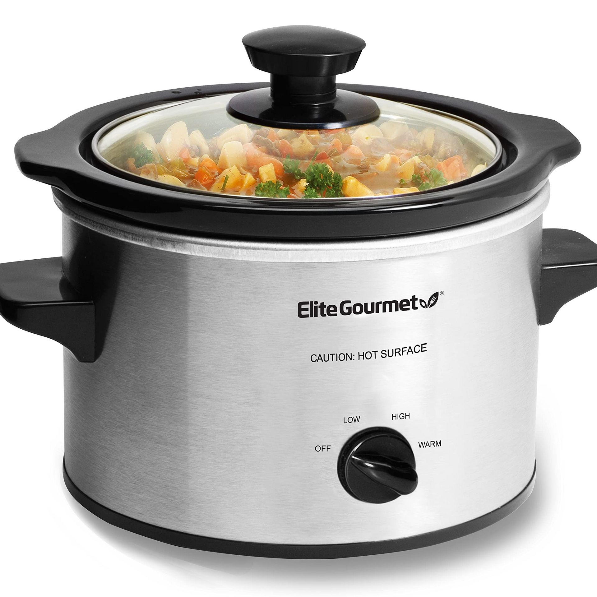 Get Electric Slow Cooker Ceramic Pot, Adjustable Temp, Entrees, Sauces