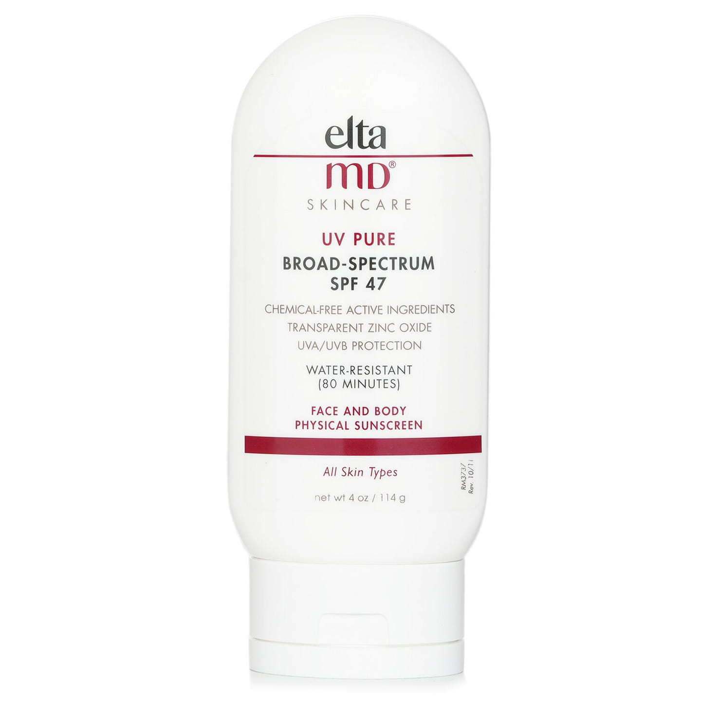 EltaMD UV Pure Water-Resistant Face & Body Physical Sunscreen SPF 47 114g/4oz 114 g