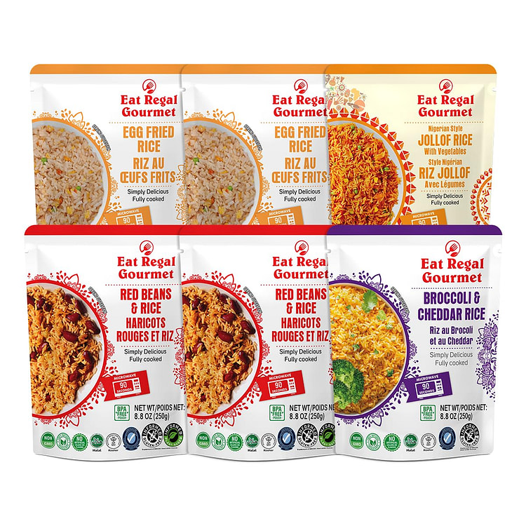 Eat Regal 4 Flavor Rice Variety Pack, 6 Pouches 8.8 oz