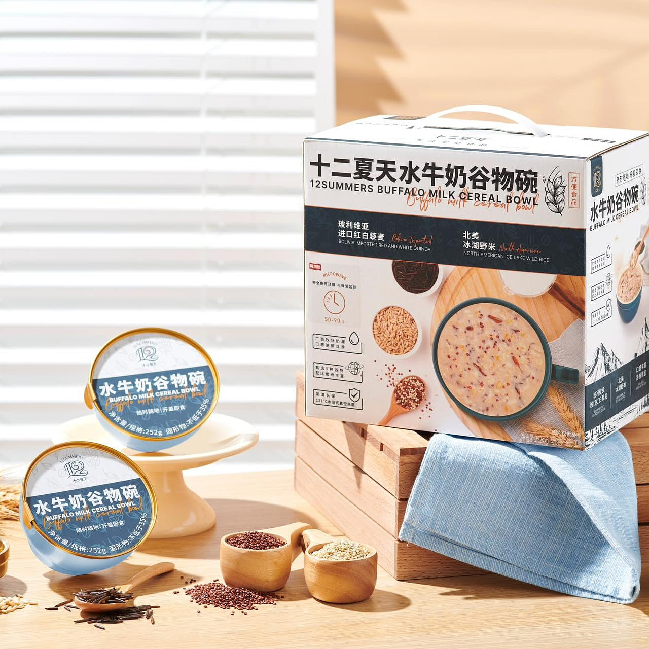 Twelve summer buffalo milk cereal bowl 252g * 6 bowls in a box [nutritional brea 252 g