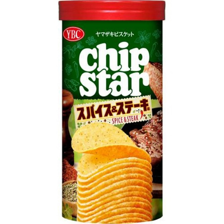 【日本直邮】日本本土 Premium YBC薯片 chip star  罐装薯片   辣味和牛排味 45克