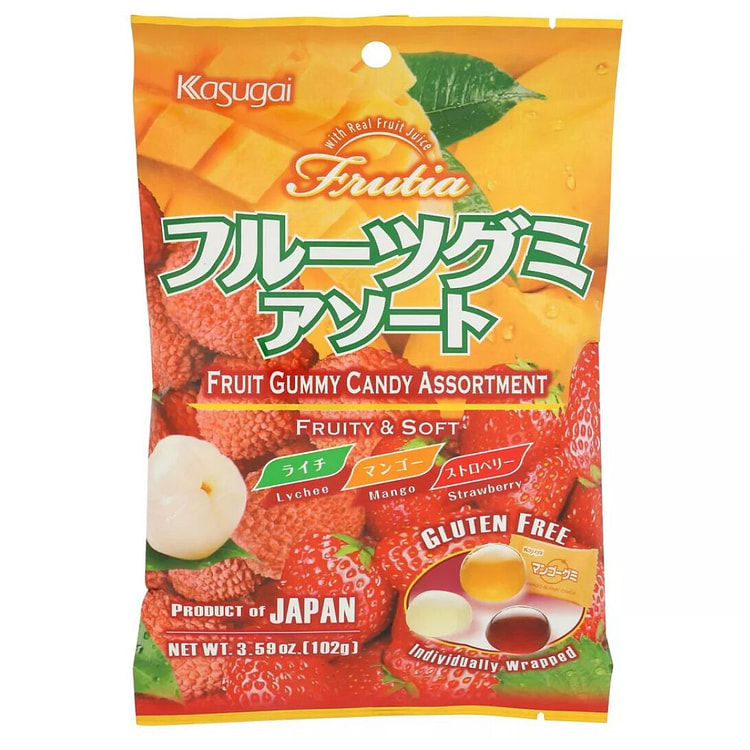 Kasugai Assorted Gummy Lychee , Mango, Strawberry