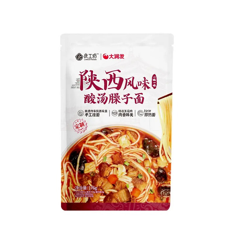 【美国仓直发】良工坊 酸汤臊子面 陕西手工挂面速食 176 克