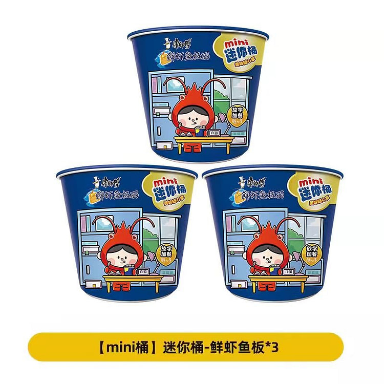 康师傅 鲜虾鱼板面迷你桶 3桶装