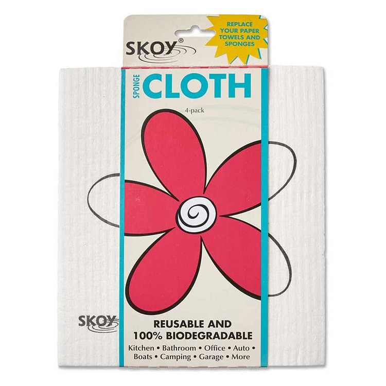 Skoy 4 Pack White Cloth, Flower Print 4 pack