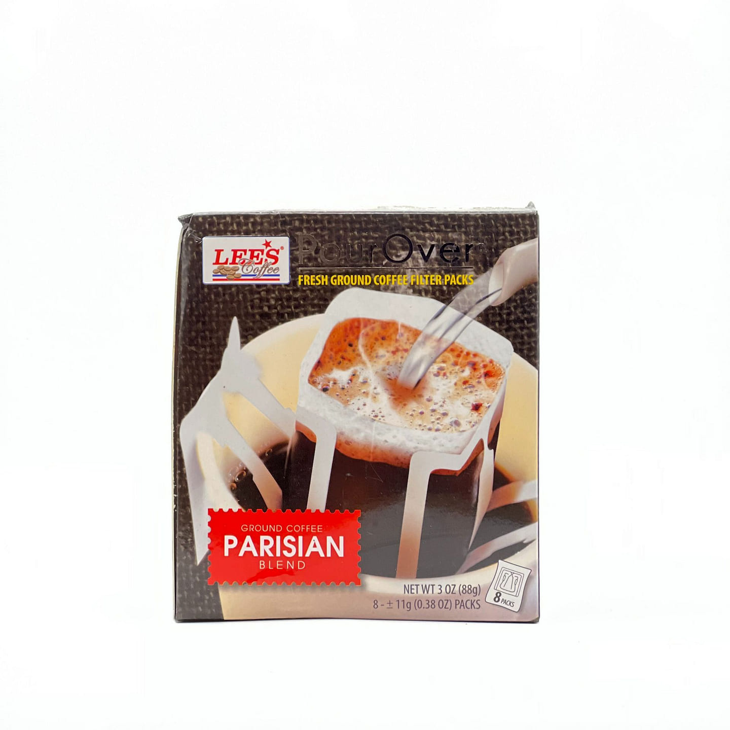 LEE'S COFFEE POUROVER PARISIAN BLEND 8 PKS 3 oz