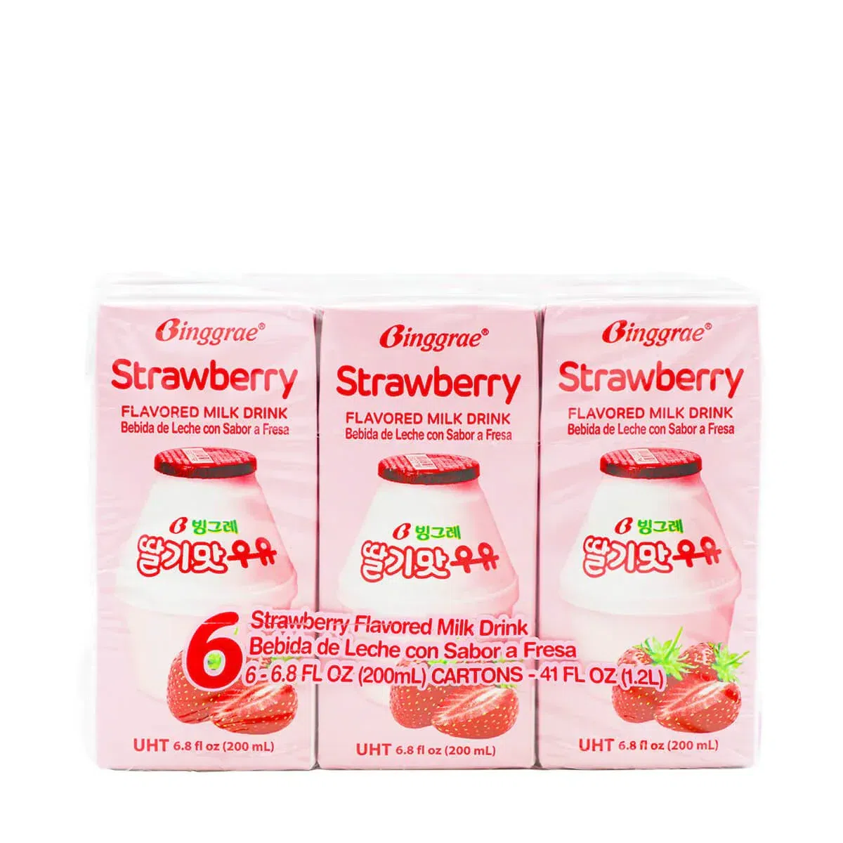 Binggrae Milk Drink, Strawberry Flavor 6ct 1200 ml 1 each