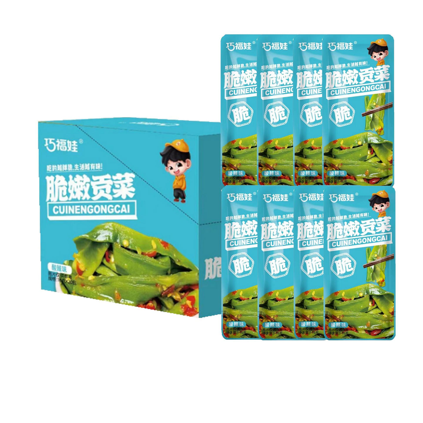 巧福娃 脆嫩贡菜酸辣味 【低脂零食】【嘎嘣脆爽】 320 克