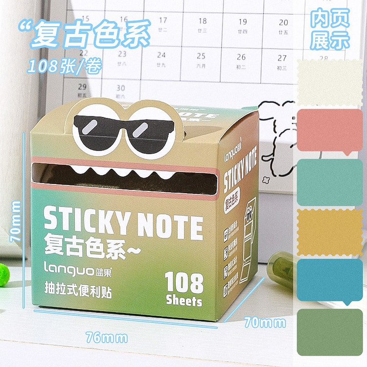 Pop-Up Sticky Notes Box Vintage 108 Sheets 1 each