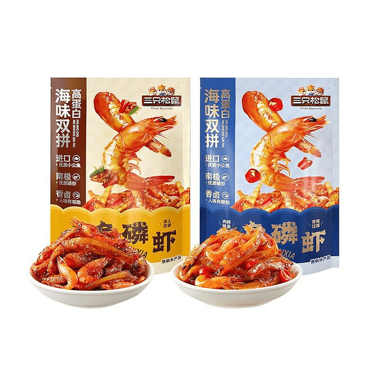 三只松鼠 小鱼磷虾 香辣味100g*2袋 独立小包 200 克