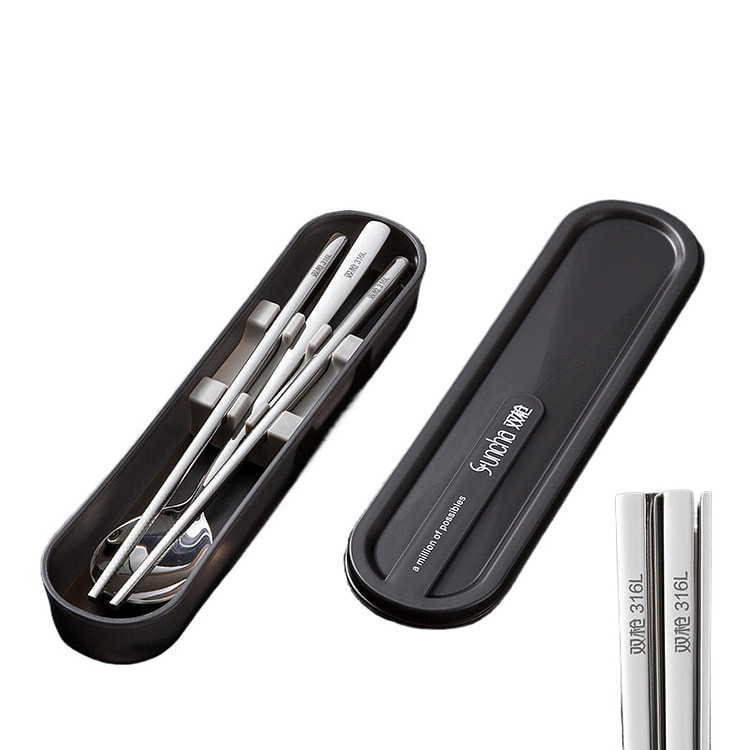 304&316 Steel Portable Tableware Black, 2 Sets 1 count