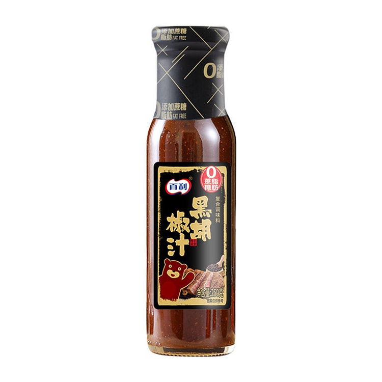 百利[0脂肪0蔗糖】黑胡椒汁 蔬菜沙拉蘸料 1瓶 250 克