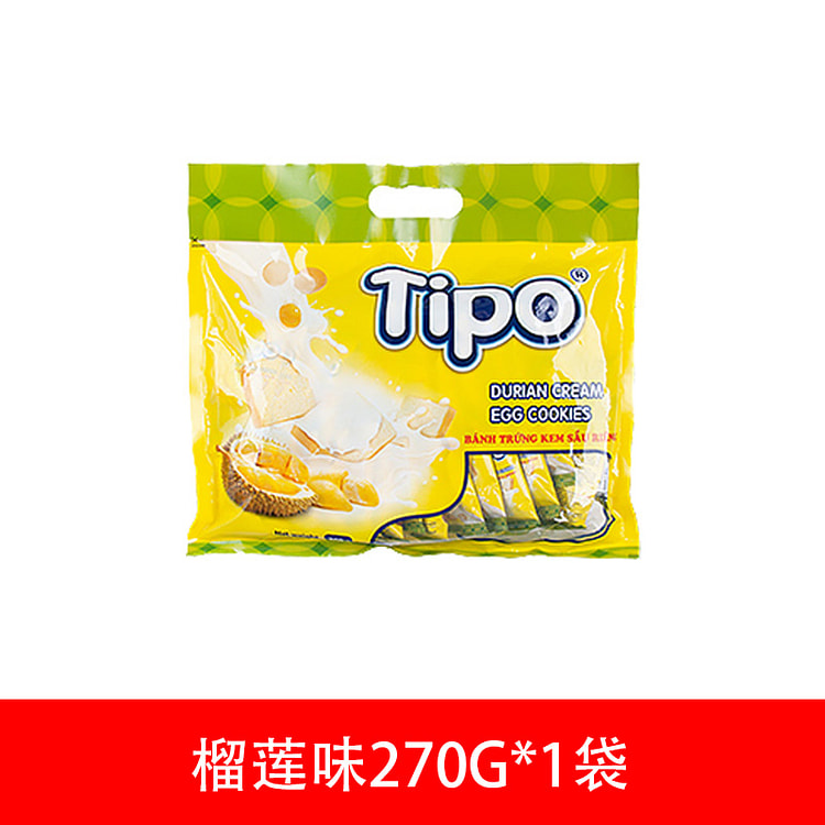 越南Tipo涂层面包片干蛋糕榴莲味270g*1袋