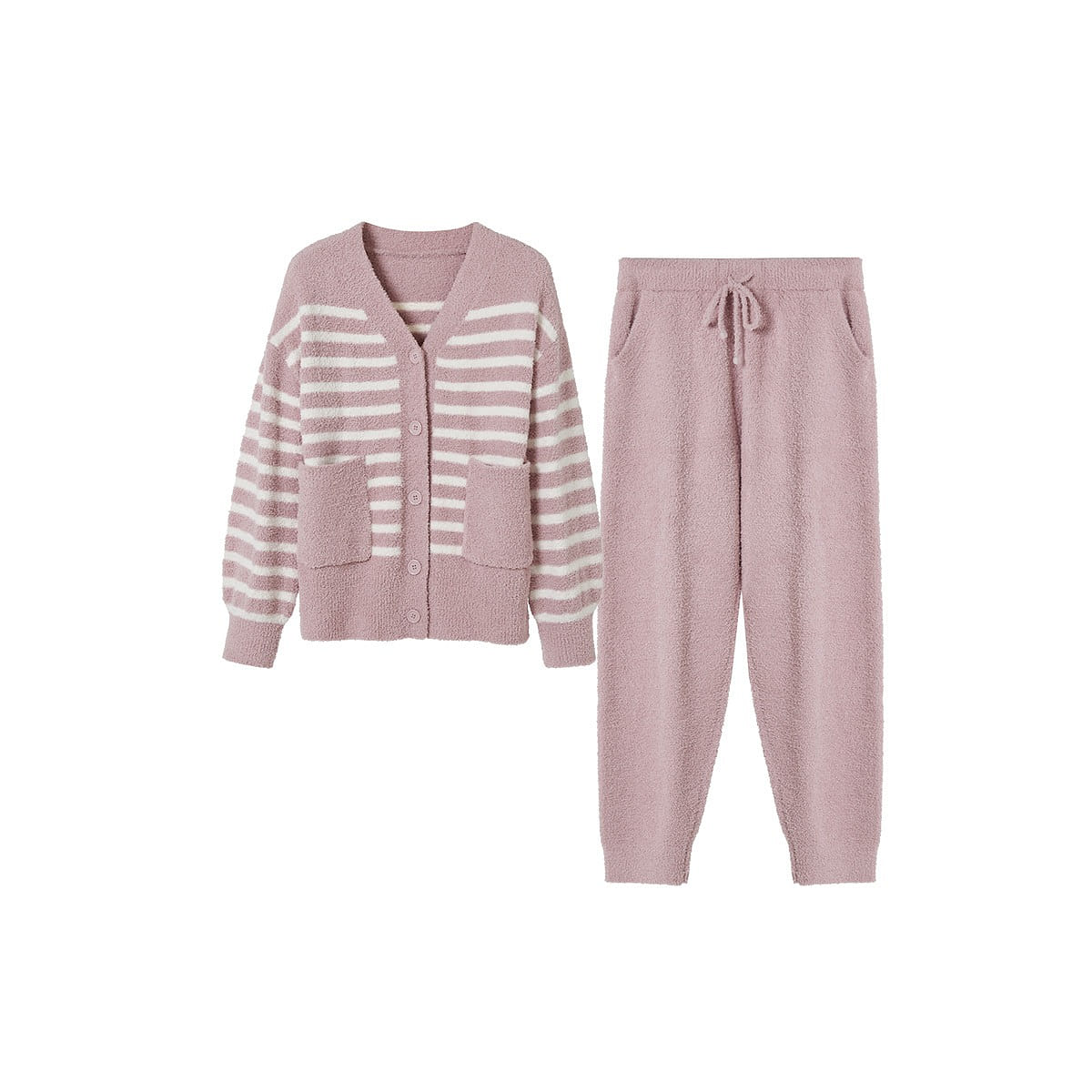 ubras Mousse Stripe Lounge Wear Set Pajamas Pink L 1 each