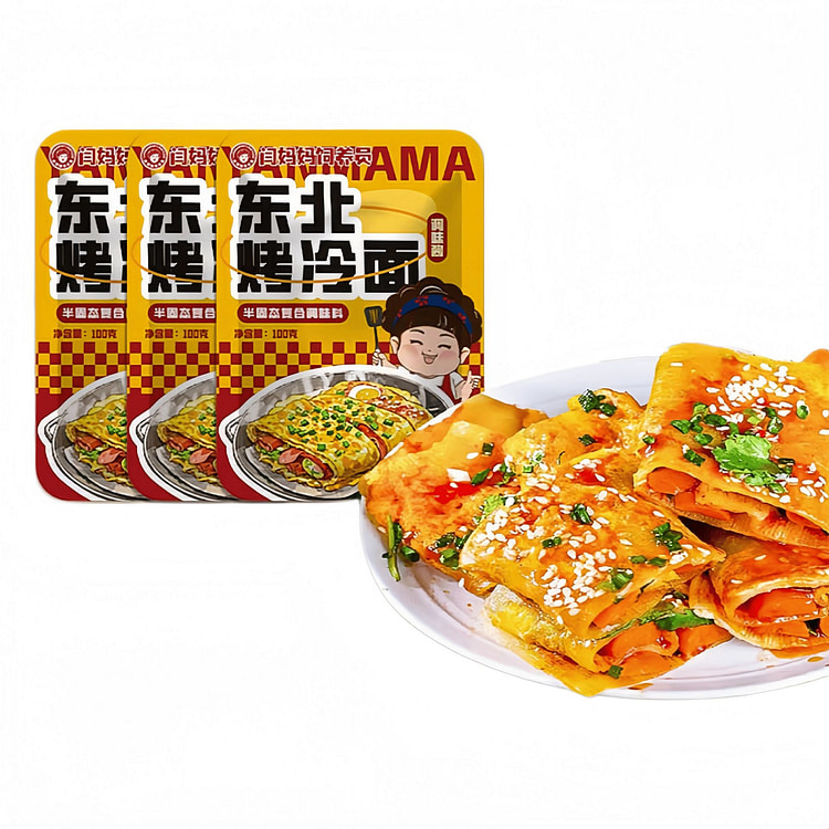 闫妈妈饲养员 正宗东北烤冷面酱酸甜口100g*3袋 300 克