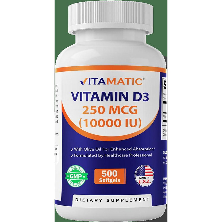 Vitamin D3 10000 IU (250 mcg) - 500 Softgels