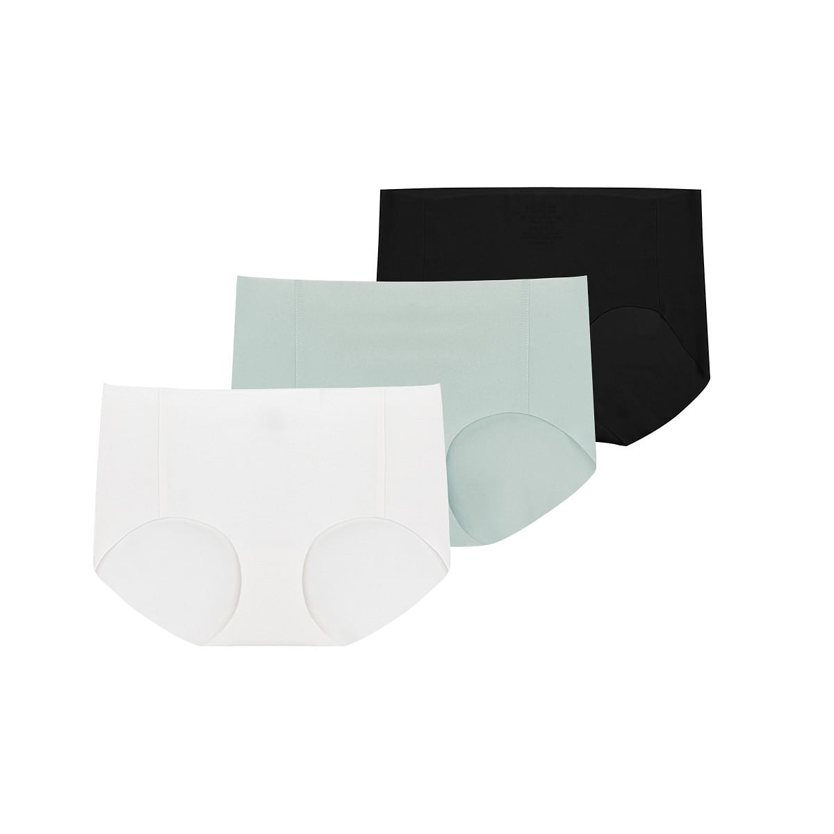 ubras Traceless One Size Mid-WaistCotton Women panties 3 Pack(White+Green+Black) 1 each