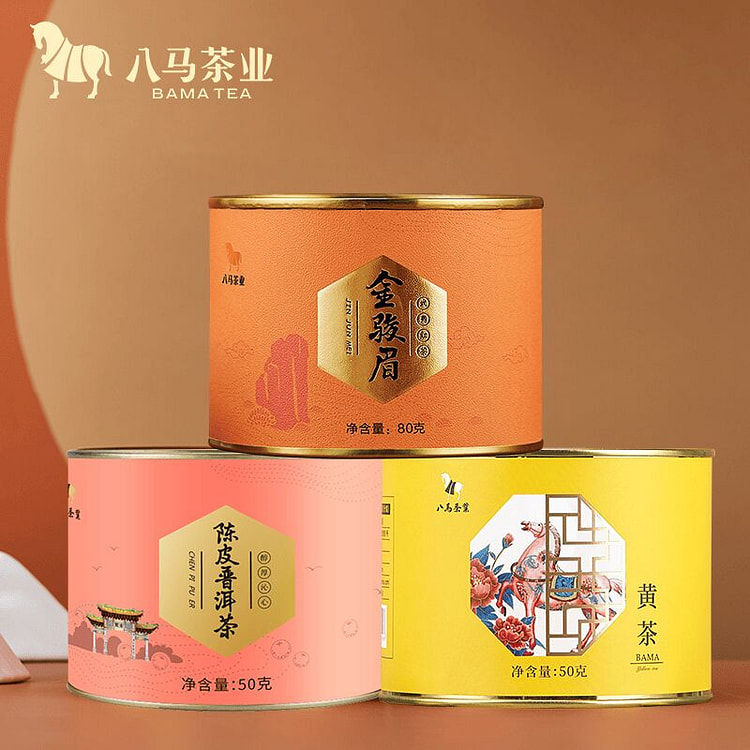 八马茶业 金骏眉+陈皮普洱+黄茶 3罐 180 克