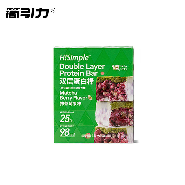 简引力 抹茶莓果味蛋白棒代餐谷物棒 125g*1盒