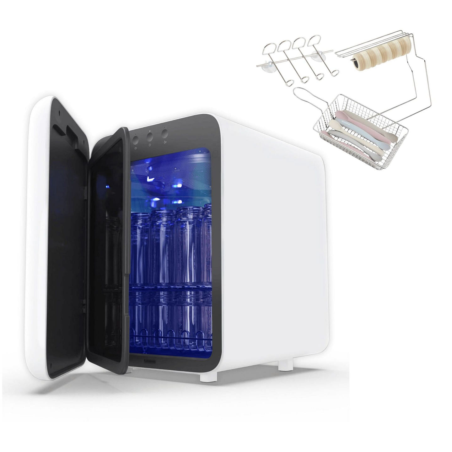 UV Baby Bottle Sterilizer + 3 Racks & Holder Set 1 count