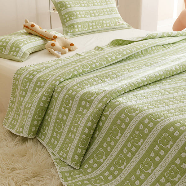 CuddlePatch Quilt 3PCS Set Green Bear-Double