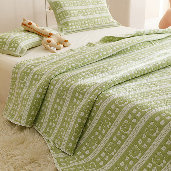 CuddlePatch Quilt 3PCS Set Green Bear-Queen 2000 g