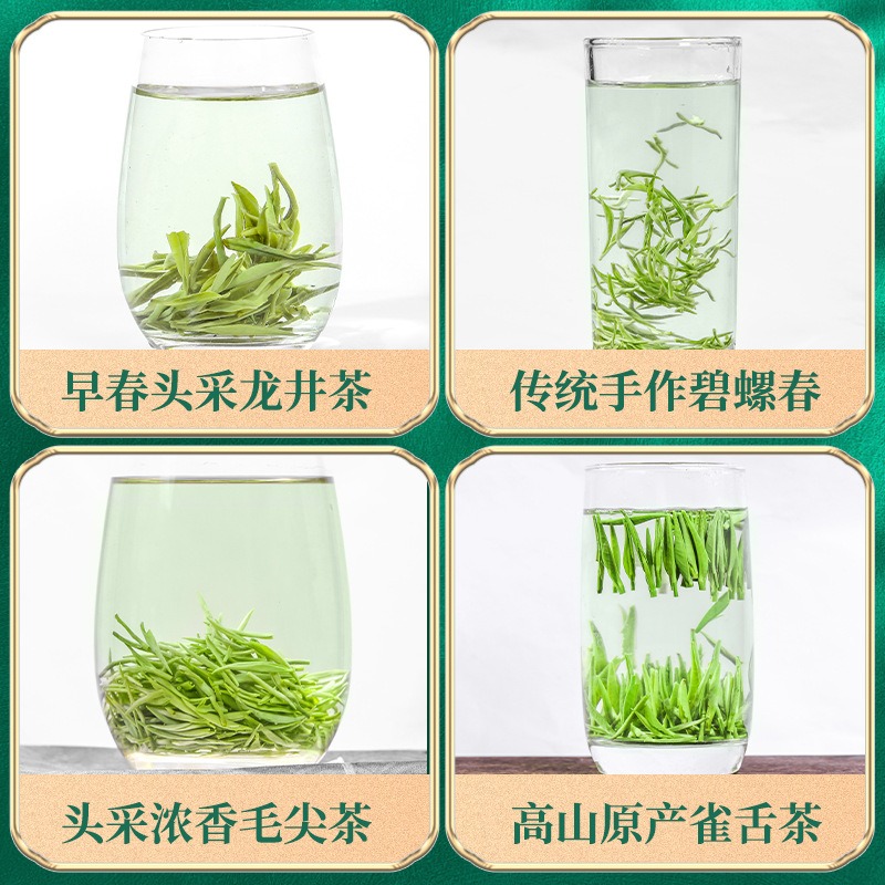 绿茶茶叶毛尖碧螺春龙井茶雀舌组合茶叶共500g - Weee!