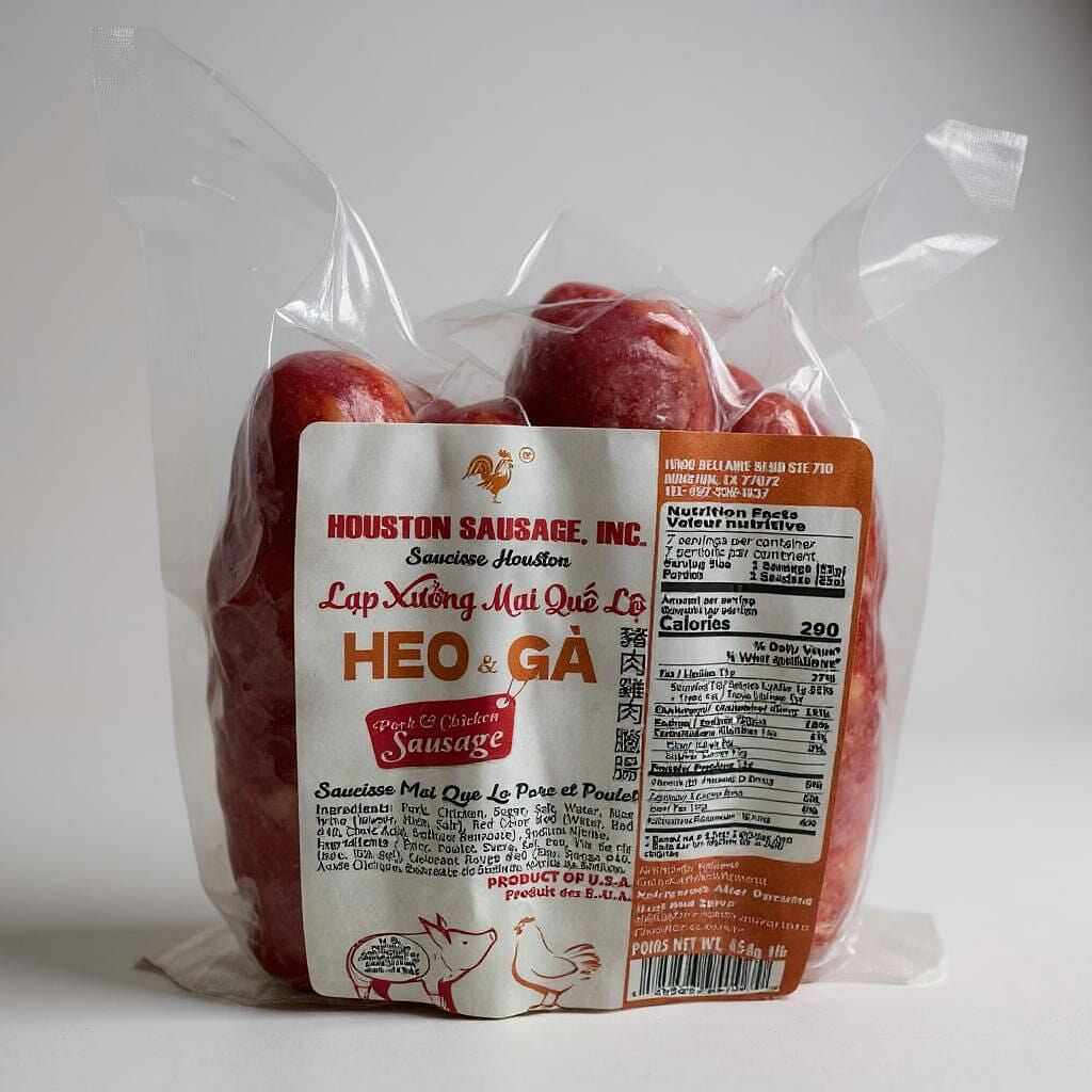 Houston Sausage Lap Xuong Heo Ga Pork &Chicken 1lb 454 g