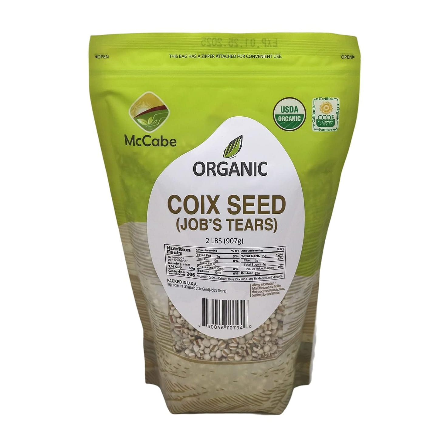 McCabe Organic Coix Seed – Job’s Tears 2 Lbs| High Protein and Fiber 2 lb