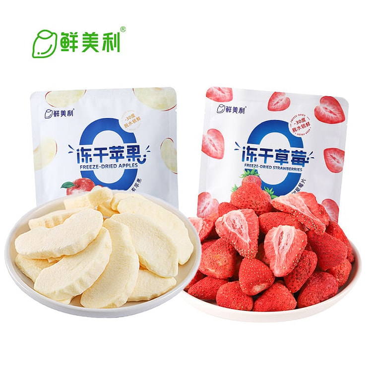 鲜美利 冻干草莓16g+冻干苹果10g 2 瓶
