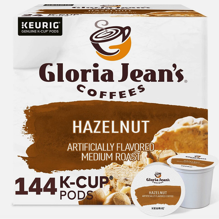 Gloria Jean's Hazelnut K-Cups, Medium Roast Coffee 1 pack