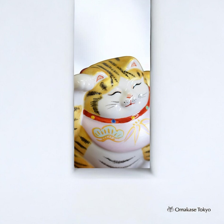 右手招财猫雕像九谷烧 650 克