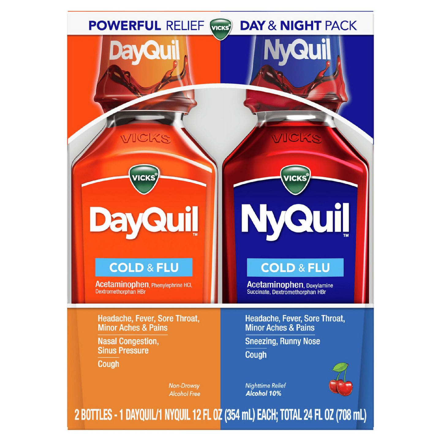 Vicks DayQuil NyQuil Cold & Flu Liquid 2pk 1 box