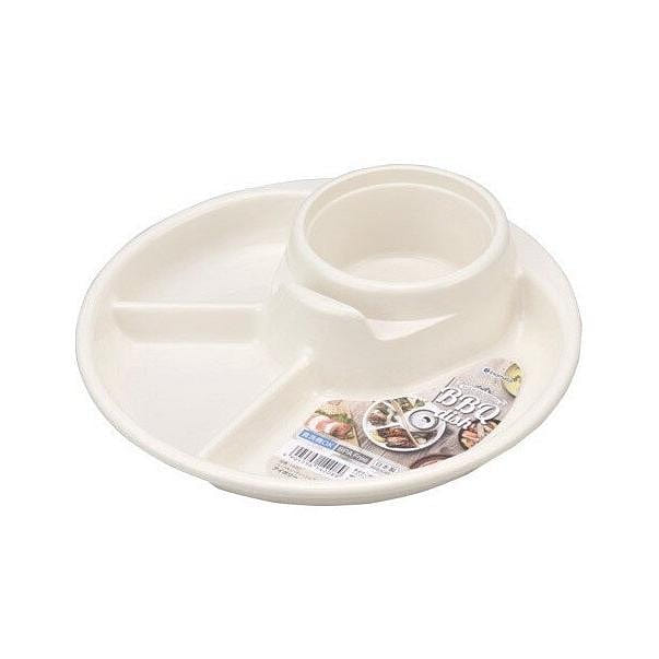 Plastic Plate with Drink and Cutlery Holder Ivory 1 each
