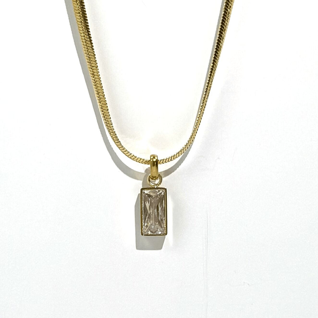 Water Proof Baguette White Diamond Necklace 1 each