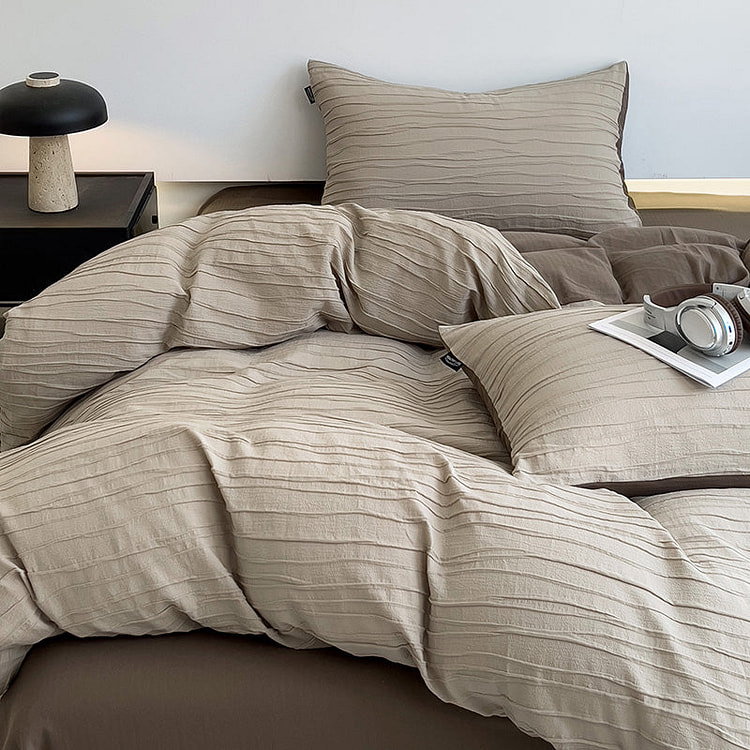 Echo Texture Bedding Set Khaki-Queen 2000 g