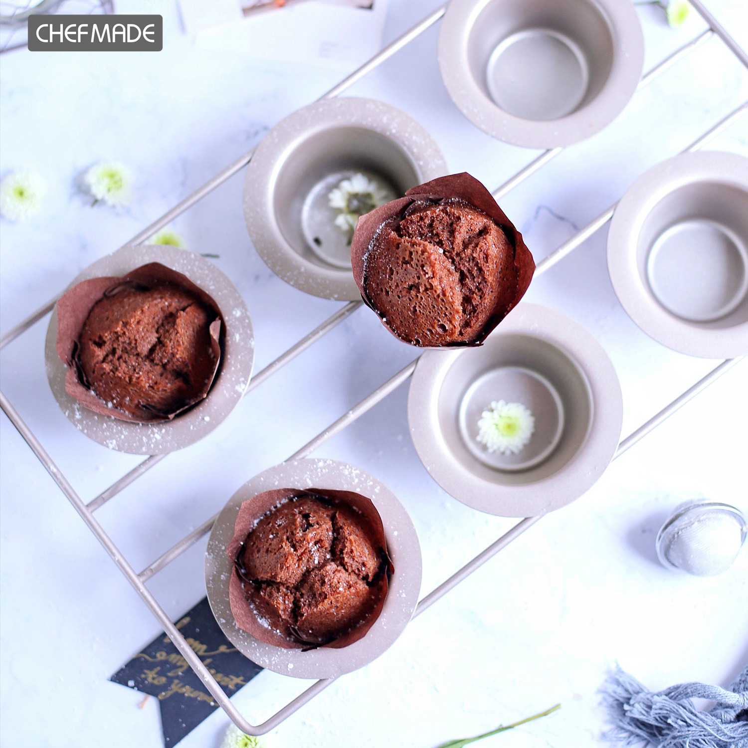 Mini Bundt Cake Pans For Baking CHEFMADE 6-Cavity Popover