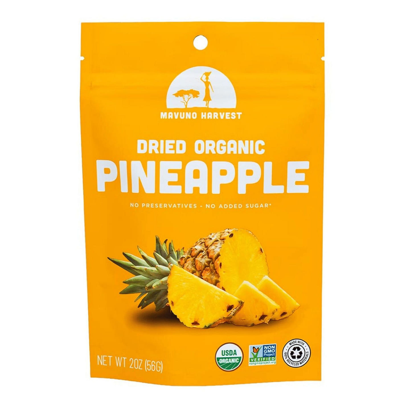 Organic Dried Pineapple | 2 oz (6 bags) 1 each