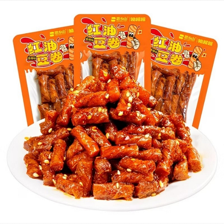 思乡山红油豆卷香辣豆筋辣条零食15g*5包 75 克
