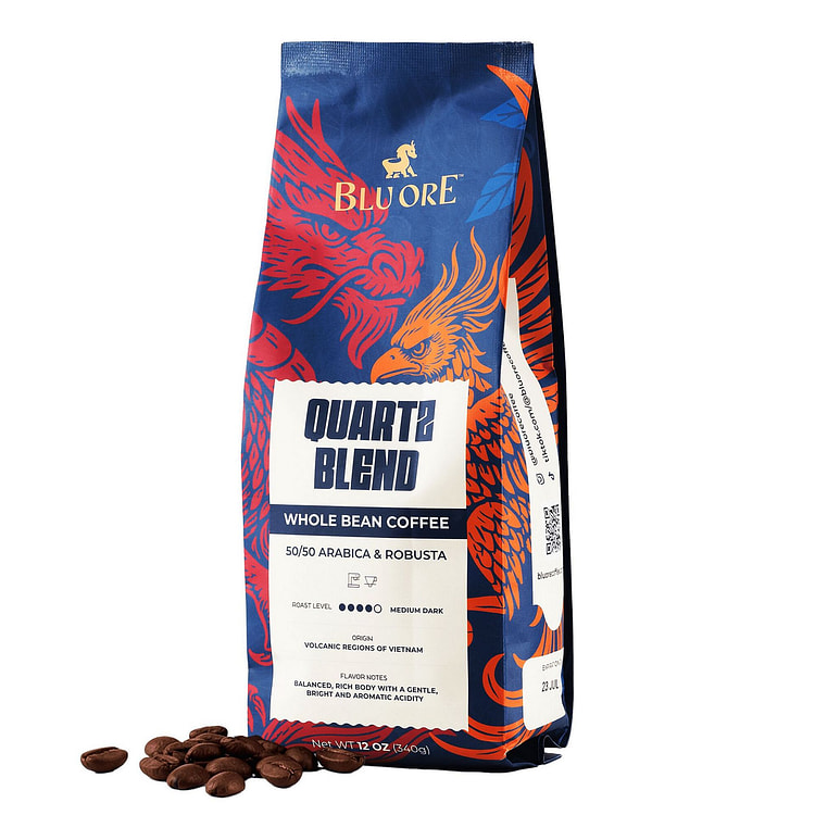 Blu Ore Quartz Blend 50-50 Arabica/Robusta Coffee 12 oz