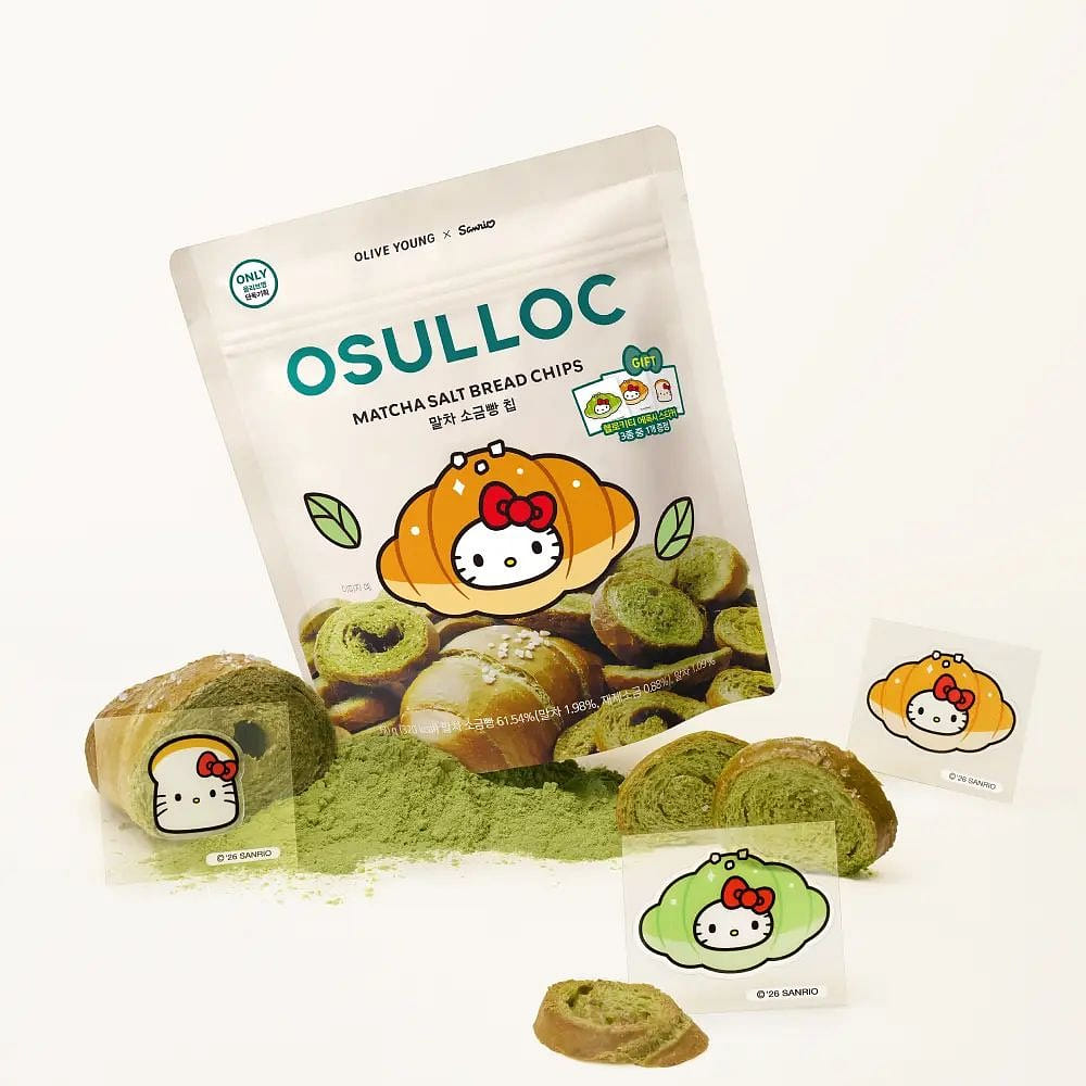 OSULLOC x Hello Kitty Matcha Salt Bread Chips 60g 1 each