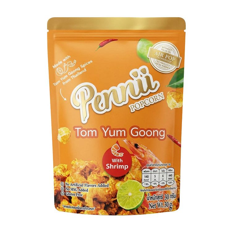 PENNII Premium Tom Yum Goong Popcorn 30g 1 each