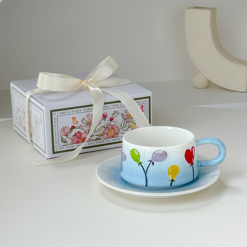 Coffee cup and saucer set Afternoon tea cup Creative mug Ceramic cup-Type B 1 each