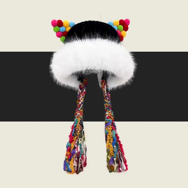 Chic Know 彩色辫子护耳帽女士 黑色 均码 1 个