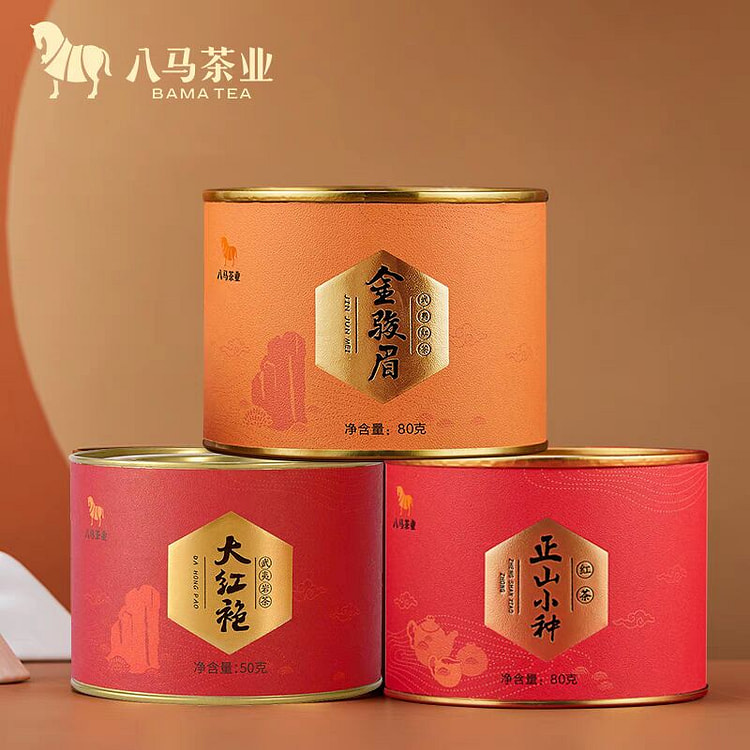 八马茶叶红茶 金骏眉+正山小种+大红袍各1罐