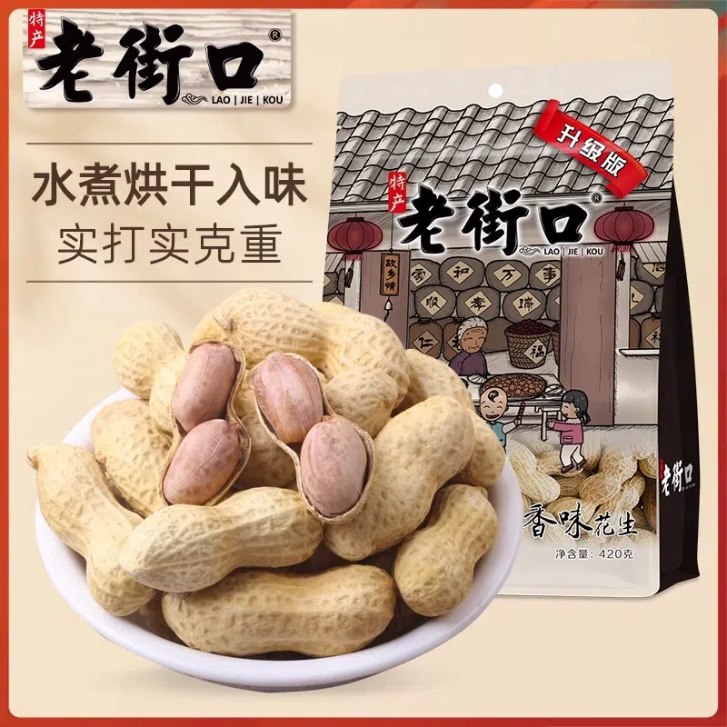 Laojiekou garlic flavor peanuts 420g *1 bag 420 g