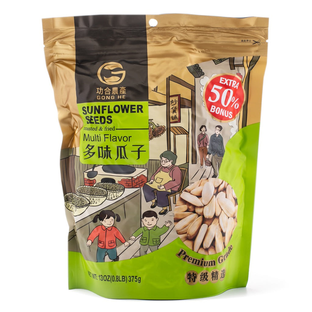Gong He Sun Roasted and Fried Flower Seeds Multi Flavor 375 g
