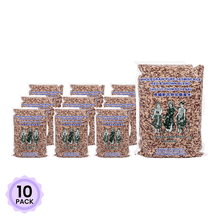 Three Ladies Brand 泰国新花棕红糙香米 5 磅*10 包