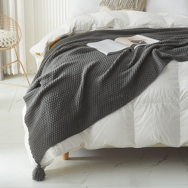 【 Life and leisure 】 Nordic tassel knitted blanket gray 70 * 100 1 each
