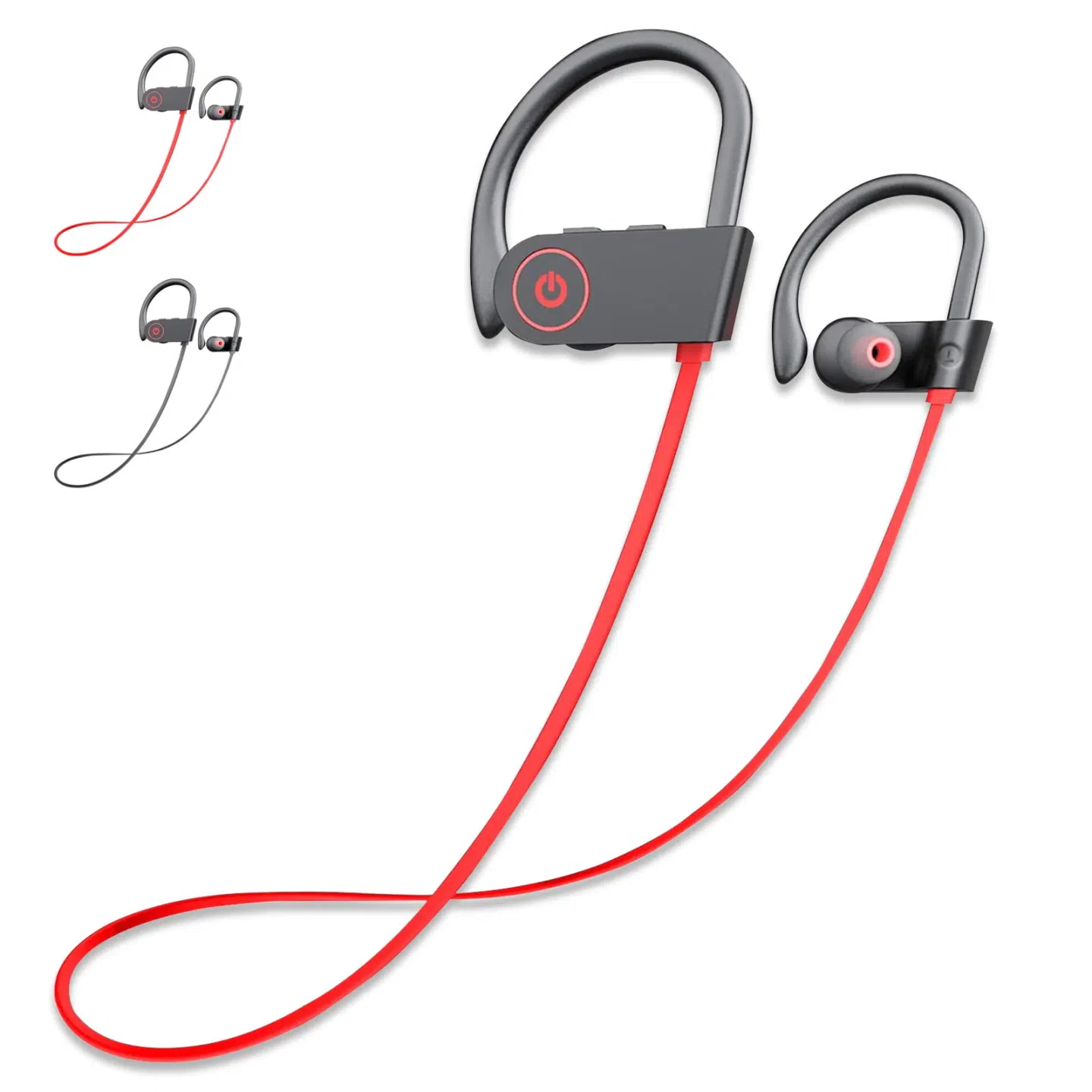 Bluetooth Headphones, Wireless Sport Earphones, 8 Hours of Playtime, IPX7 Waterproof Earbuds with Bass Stereo Mic for Workout, Running and Gym (Red) 1 each